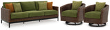 Lounge chair cushions and fabric close-up