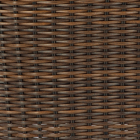 Finish detail of brown resin wicker on Horizon Hall lounge chair