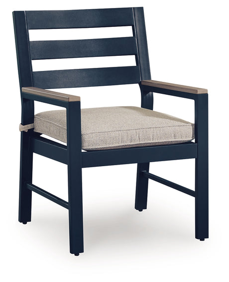 Back view of East Beach outdoor arm chair showing frame details