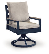 East Beach Navy Blue/Driftwood Outdoor Swivel Chair with Cushion (Set of 2)