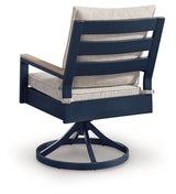 East Beach Navy Blue/Driftwood Outdoor Swivel Chair with Cushion (Set of 2)