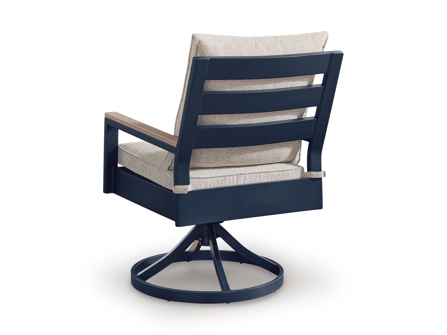 East Navy Blue and Driftwood Beach Outdoor Dining Table with 6 Chairs