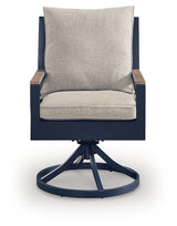 East Beach Navy Blue/Driftwood Outdoor Swivel Chair with Cushion (Set of 2)
