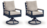 East Beach Navy Blue/Driftwood Outdoor Swivel Chair with Cushion (Set of 2)