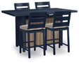 Fire pit bar table corner angle with navy blue finish