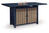 Fire pit ignited on bar table