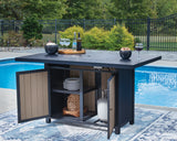 Close-up of Fire Pit Table storage compartment