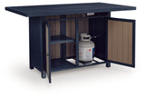 Storage compartment inside outdoor bar table