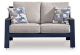 East Beach Outdoor Loveseat back view showing frame and finish