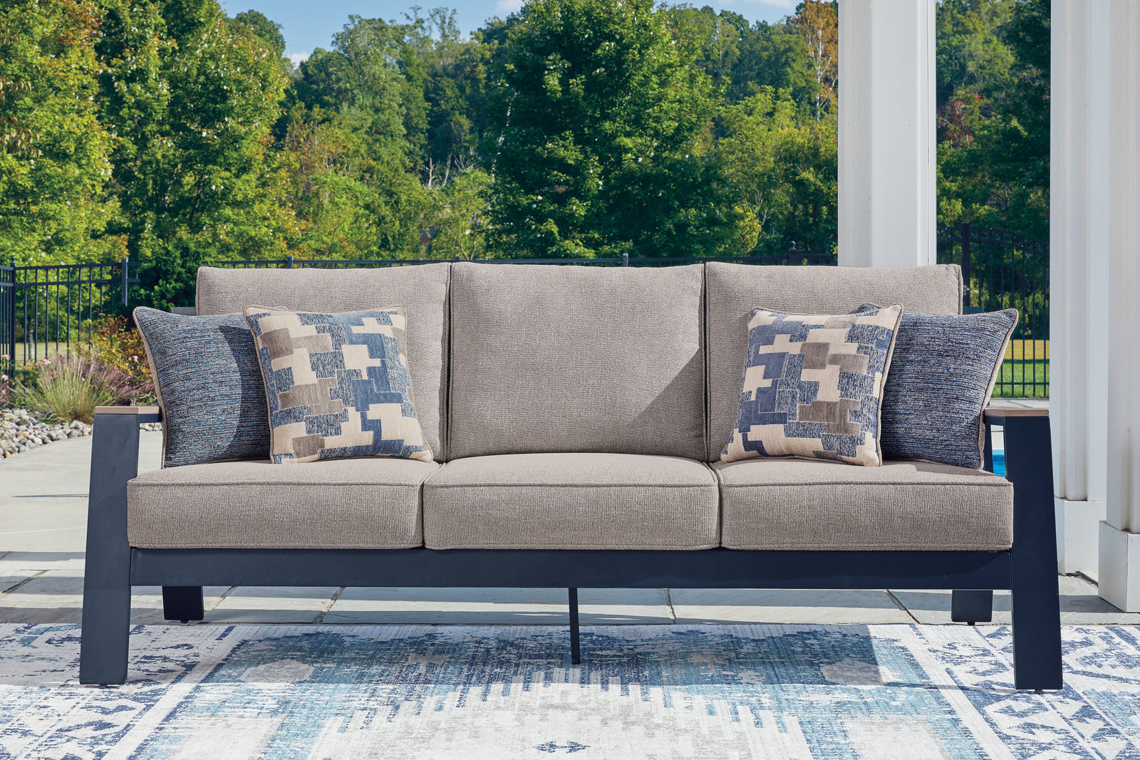 East Navy Blue/Driftwood Beach Outdoor Sofa and Loveseat