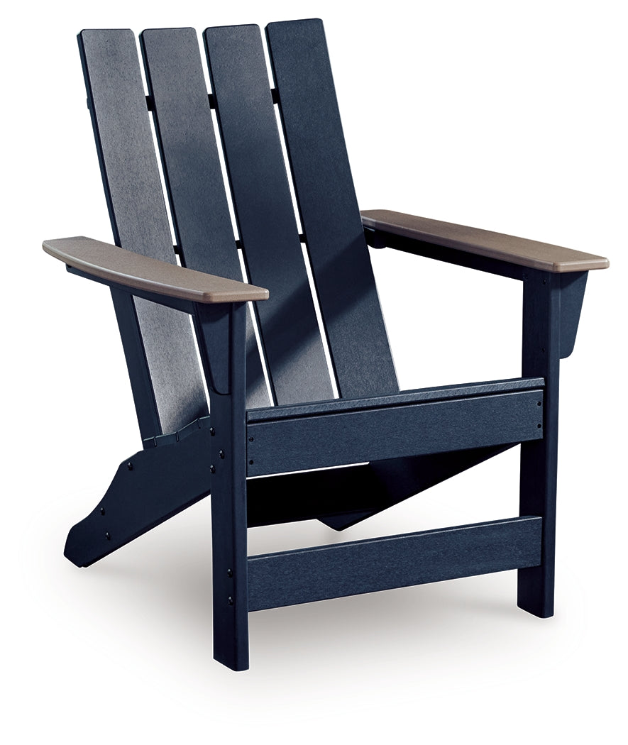 East Beach Adirondack Chair head-on view with blue backrest and seat