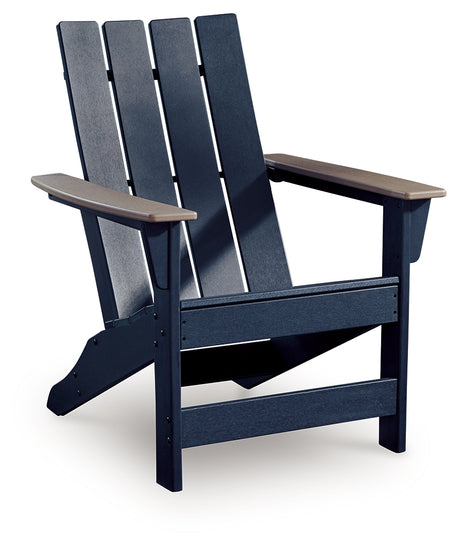 East Beach Adirondack Chair head-on view with blue backrest and seat