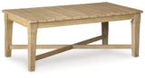 Side view of Carter Hall outdoor coffee table on patio