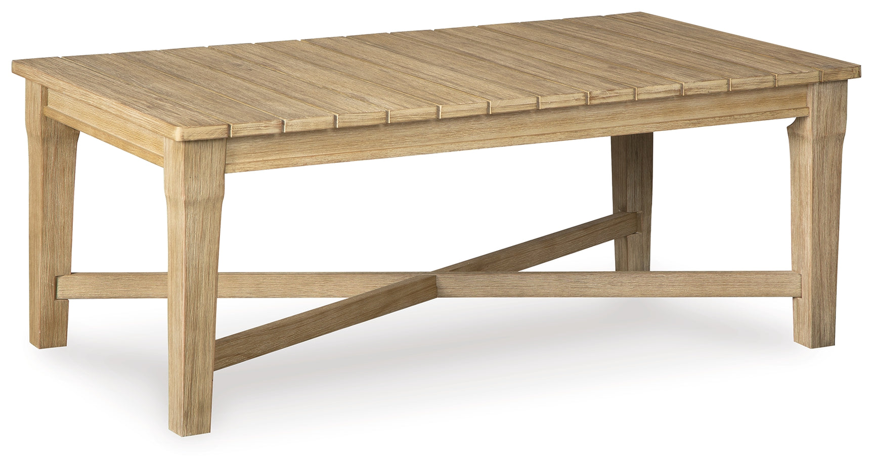 Side view of Carter Hall outdoor coffee table on patio
