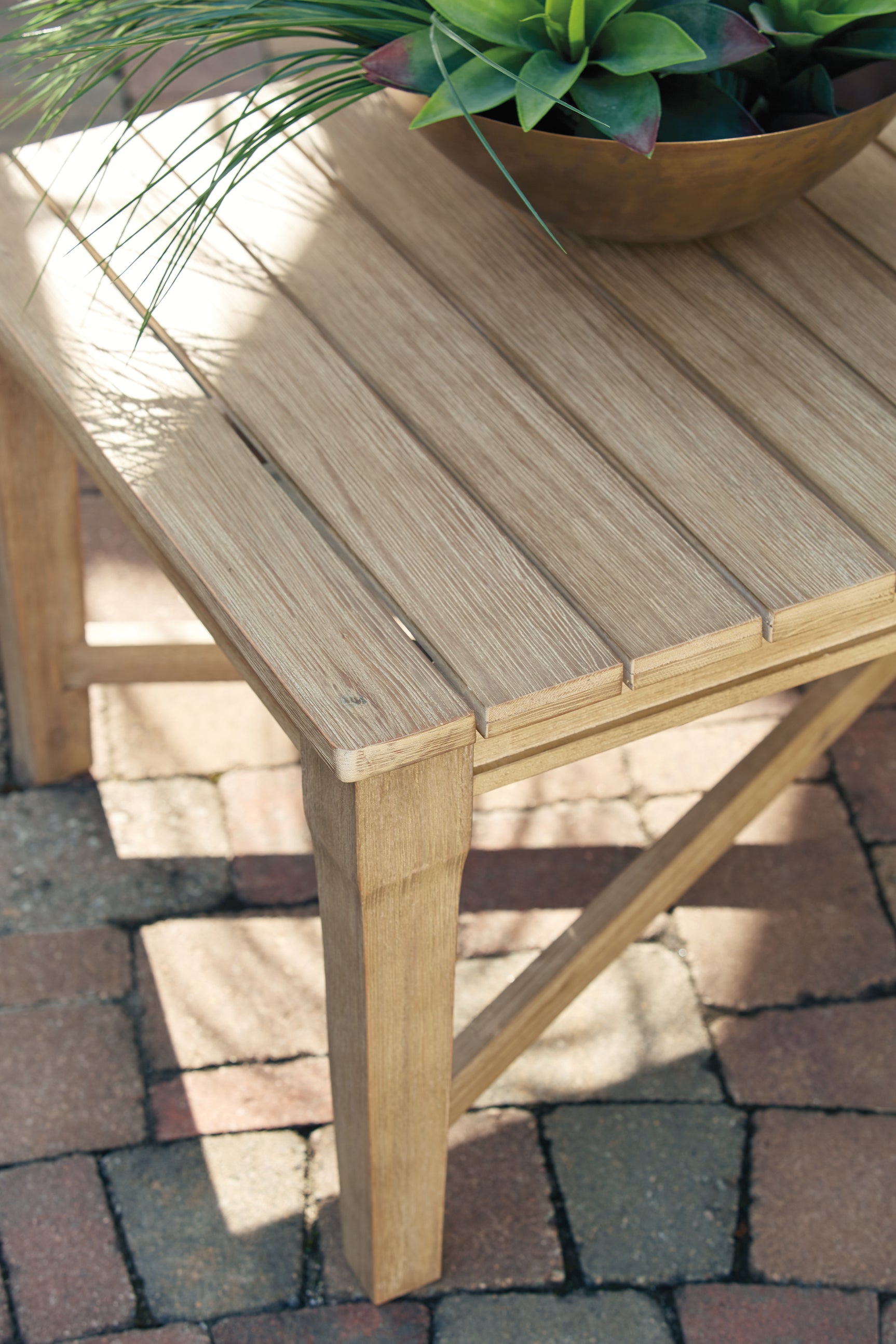 Close-up of eucalyptus wood frame detail