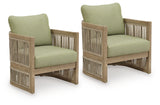 Serena Shores outdoor lounge chair side view showing wood frame