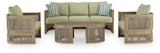 Serena outdoor coffee table with wood and rope details