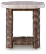 Top view of Dolan Creek Outdoor End Table showing aluminum tabletop
