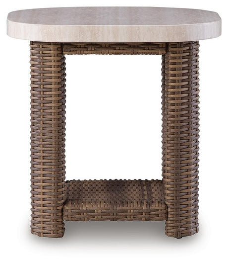 Top view of Dolan Creek Outdoor End Table showing aluminum tabletop