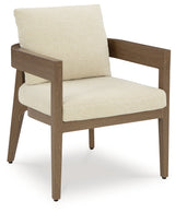 Serene Dark Brown Bay Outdoor Dining Table and 4 Cushioned Chairs