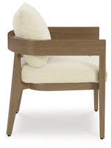 Serene Dark Brown Bay Outdoor Dining Table and 4 Cushioned Chairs