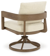 Back view of outdoor dining chairs