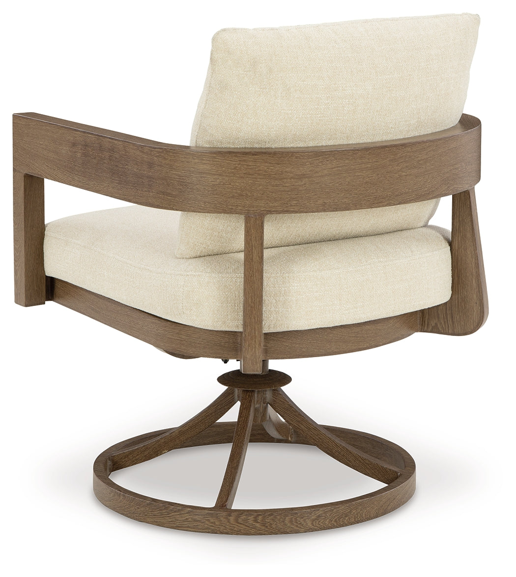 Back view of outdoor dining chairs