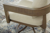 Detail of chair's powder-coated aluminum frame with wood-look finish