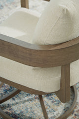 Close-up of stainless steel swivel hardware on Serene Bay chair