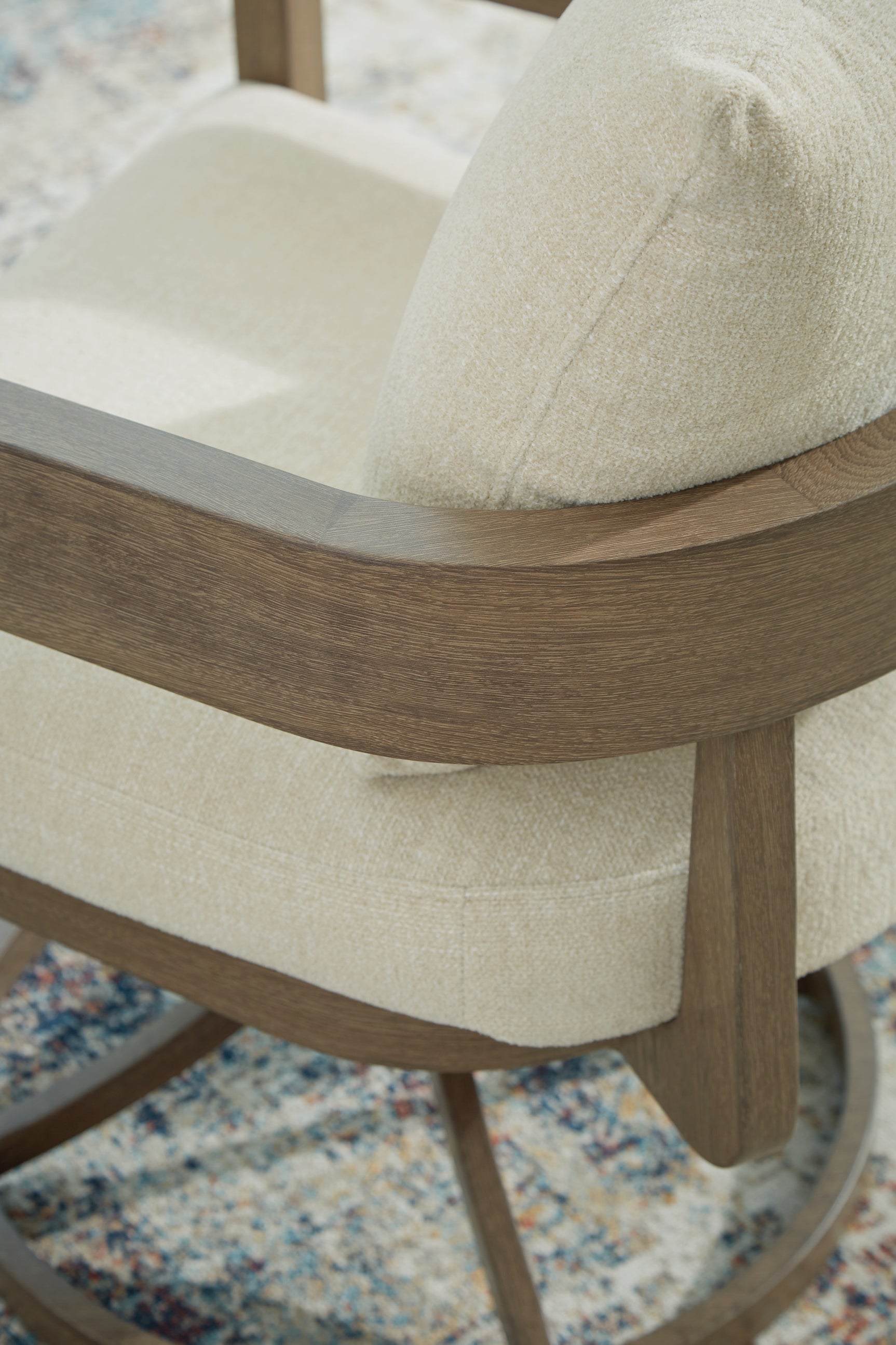 Close-up of stainless steel swivel hardware on Serene Bay chair
