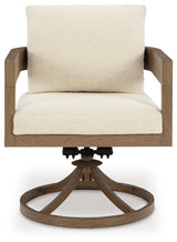 Side angle of curved dark brown outdoor dining chair