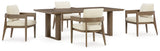 Serene Dark Brown Bay Outdoor Dining Table and 4 Cushioned Chairs