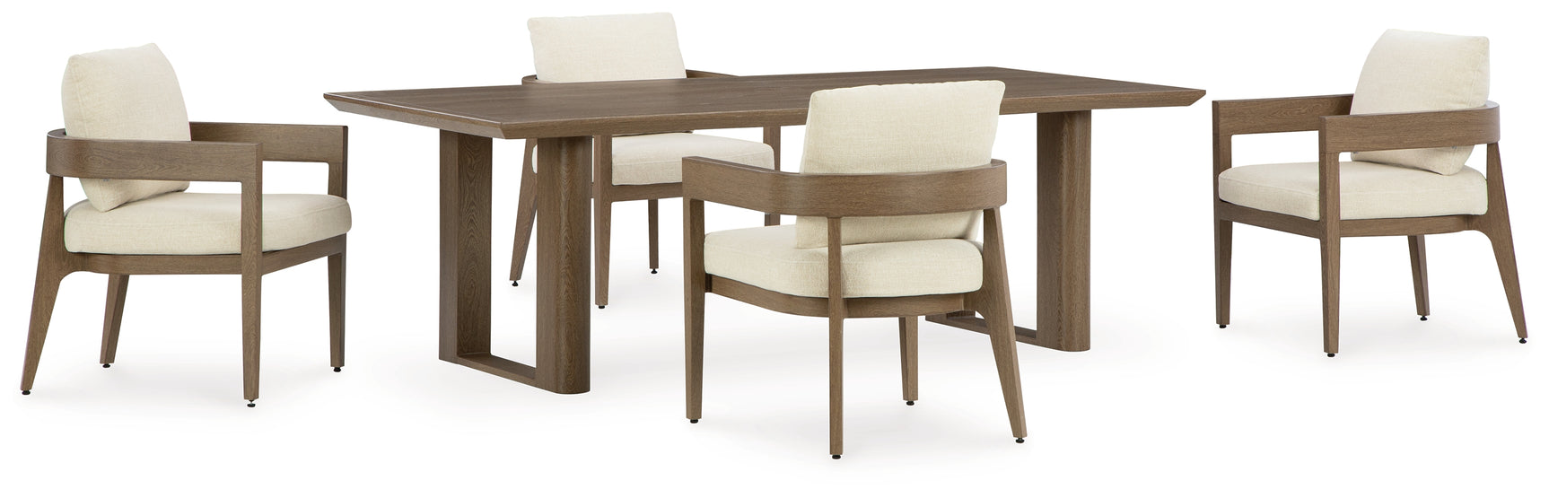 Serene Dark Brown Bay Outdoor Dining Table and 4 Cushioned Chairs