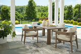 Serene Dark Brown Bay Outdoor Dining Table and 4 Cushioned Chairs