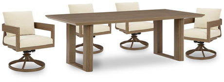 Serene Dark Brown Bay Outdoor Dining Table with 6 Cushioned Chairs — Outdoor Dining Table and 4 Chairs