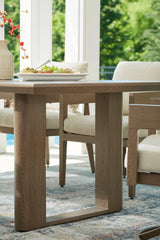 Wood-look finish closeup of Serene Bay Outdoor Dining Table