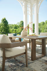 Serene Dark Brown Bay Outdoor Dining Table and 4 Cushioned Chairs