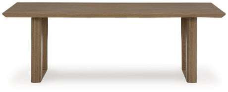 Top view of outdoor dining table and chairs set