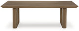 Side angle of outdoor coffee table with wood-look finish