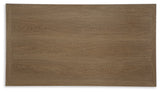 Coffee table detail showing dark brown weather-resistant finish