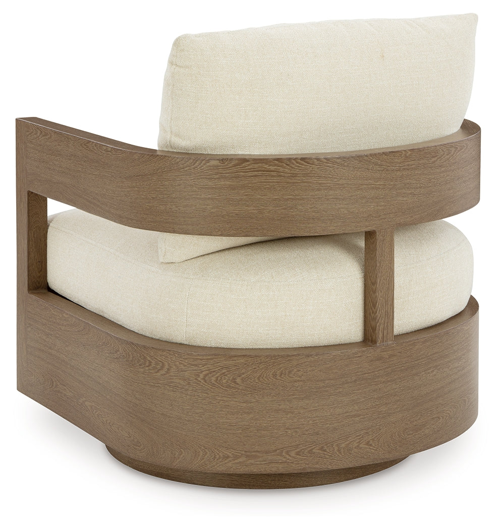 Serene outdoor lounge chair and end table set in dark brown and white