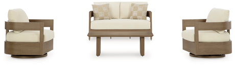 Close-up of dark brown woven texture on Serene outdoor furniture