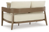 Serene Bay loveseat back view illustrating frame design
