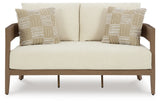 Serene Bay loveseat head-on view with cushions