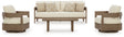 Detail of curved outdoor chair with Nuvella+™ cushion