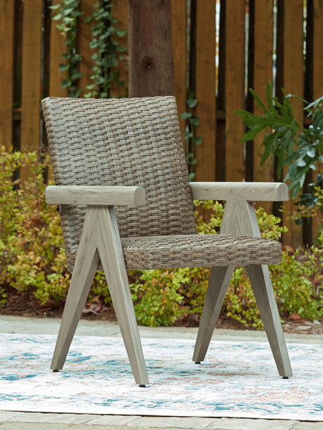 Outdoor set arranged on a patio during sunset