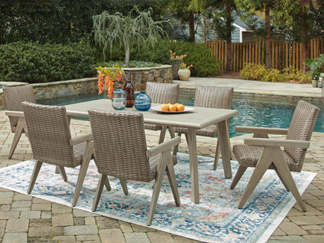Cliff Beige Trails Outdoor Dining Table with 4 Chairs — Outdoor Dining Table and 6 Chairs