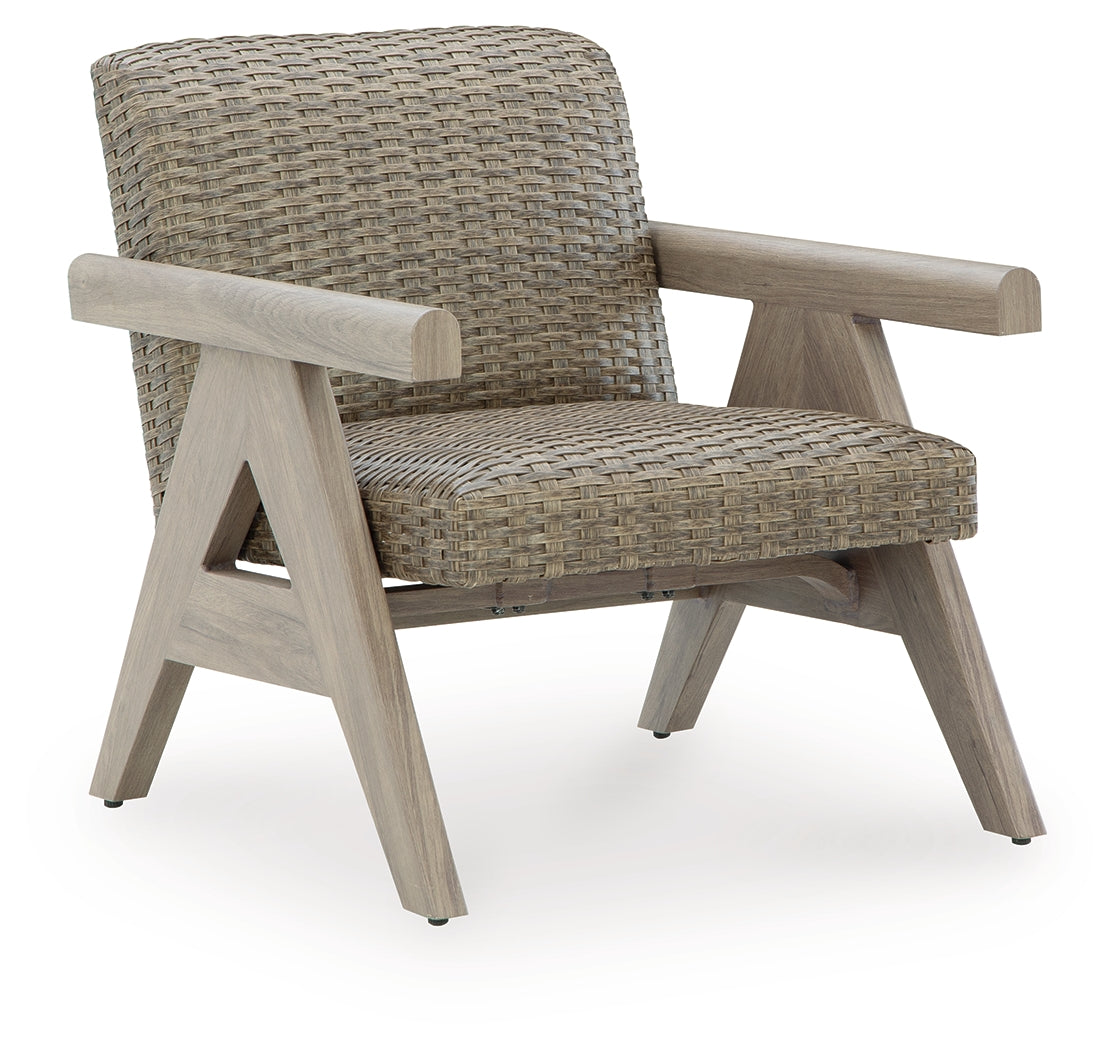 Cliff Trails Beige Outdoor Rocking Lounge Chair head-on view