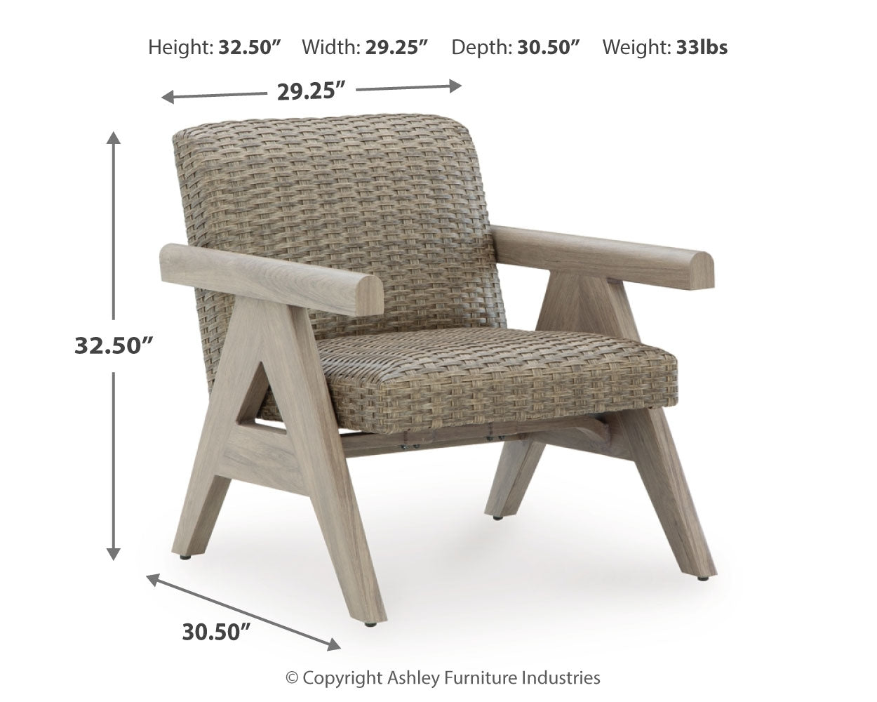 Back view of beige resin wicker chair