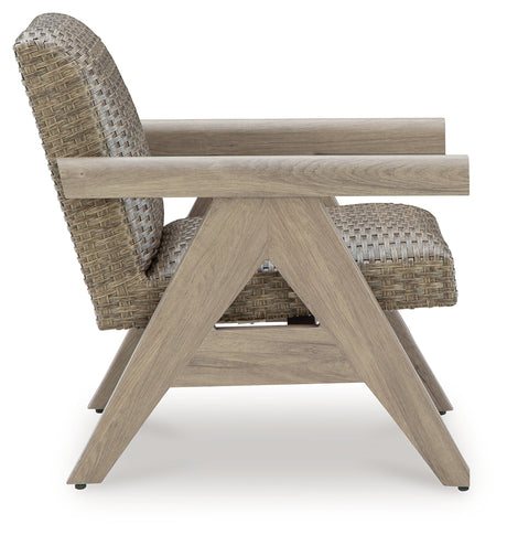 Cliff Trails Beige Outdoor Rocking Lounge Chair back view